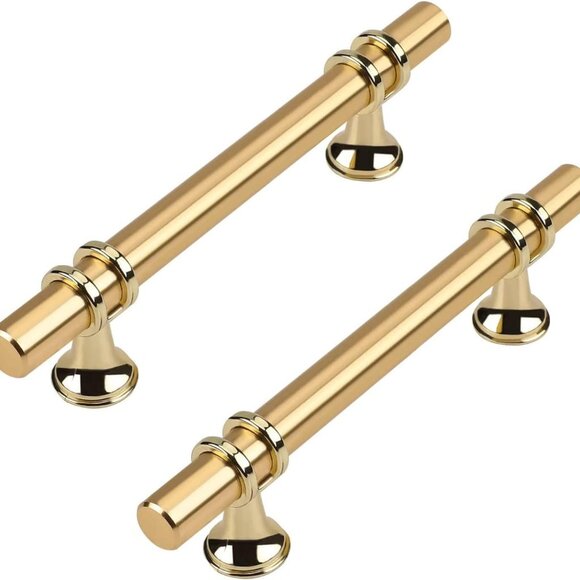 Brushed Brass Cabinet Handles Drawer Pulls Gold 10 Pack - Picture 2 of 8
